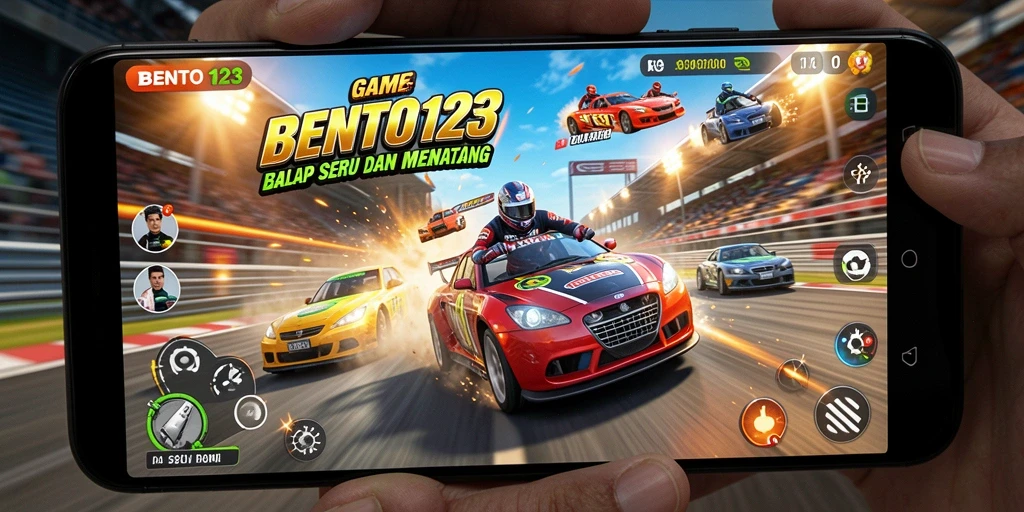 Tangkapan layar gameplay BENTO123 yang memukau dan penuh aksi balap.