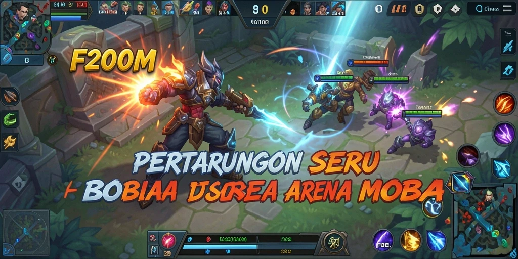 Tangkapan layar gameplay F200M menampilkan pertarungan tim yang intens.
