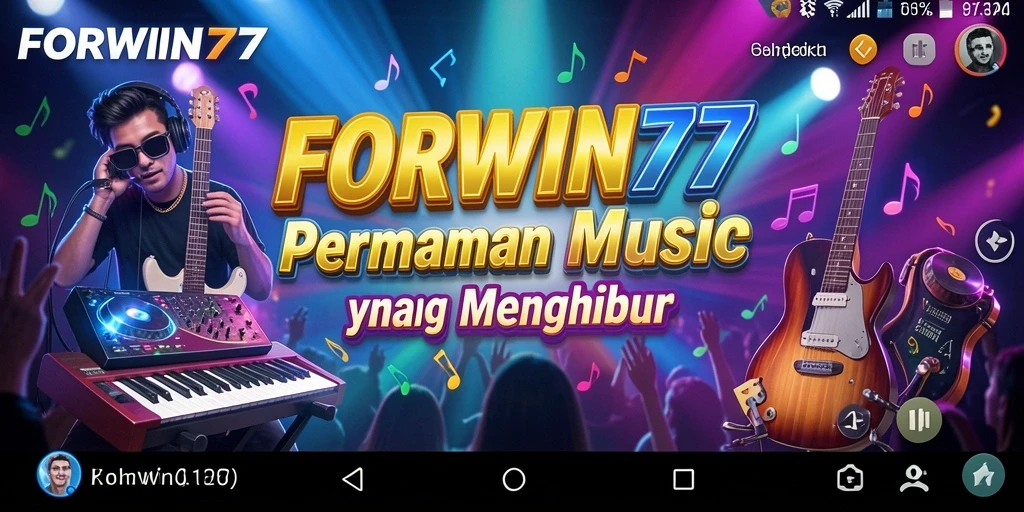 Tampilan gameplay FORWIN77 yang menarik dengan berbagai tantangan musik.
