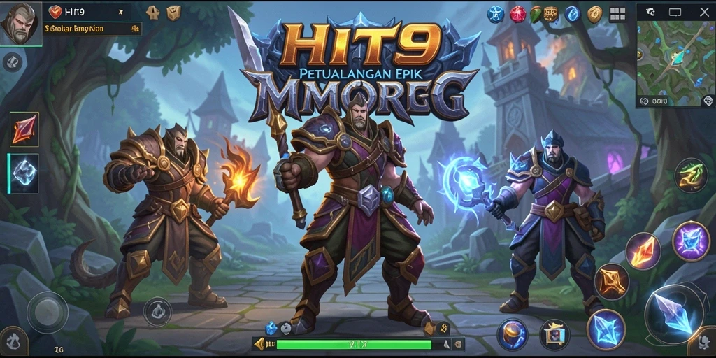 Tangkapan layar utama HIT9 menampilkan aksi seru dalam permainan MMORPG.