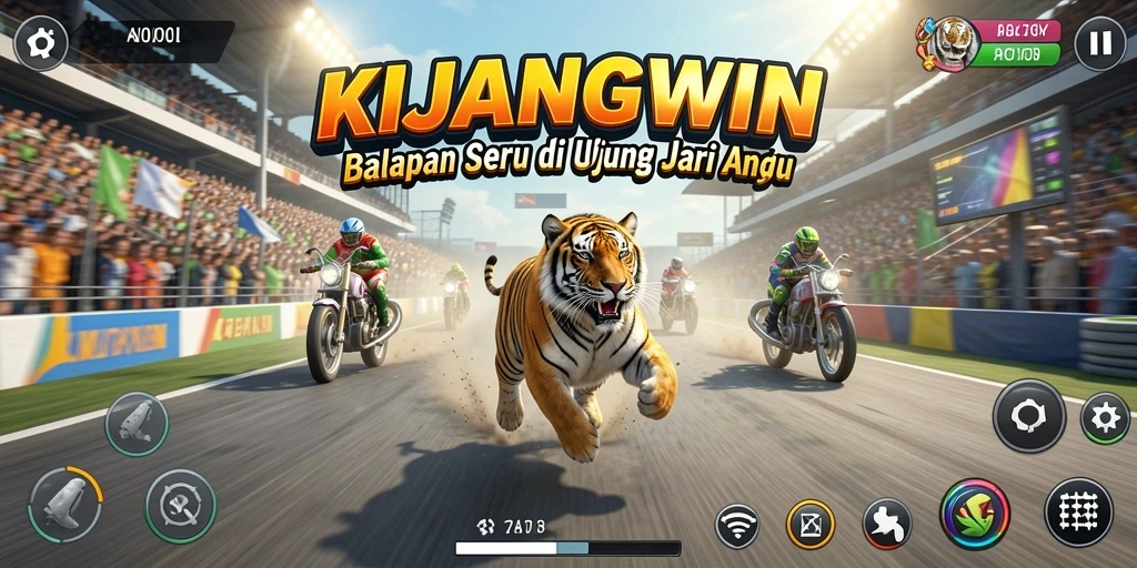 Tampilan gameplay seru dalam balapan KIJANGWIN.